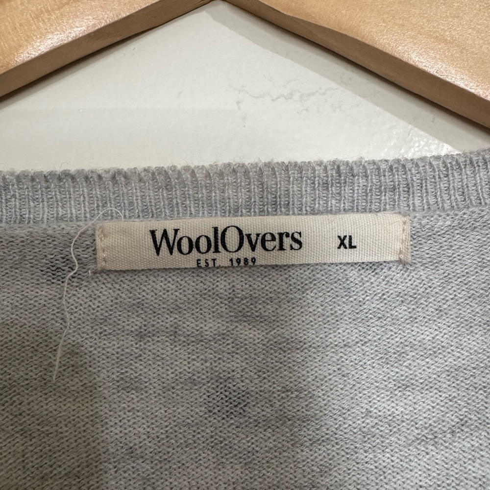 Woolovers XL Gray Polka Dot cardigan Sweater merino wool cotton - Picture 2 of 4